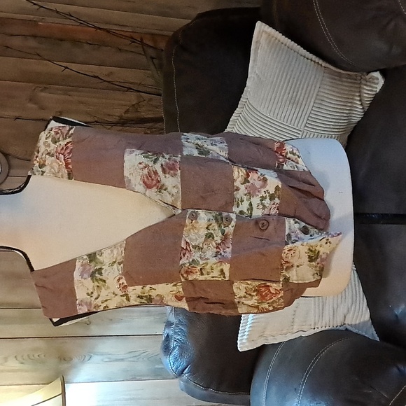 Women Boho Floral Patchwork Linen Vest Linen Blend Size M - Picture 1 of 8